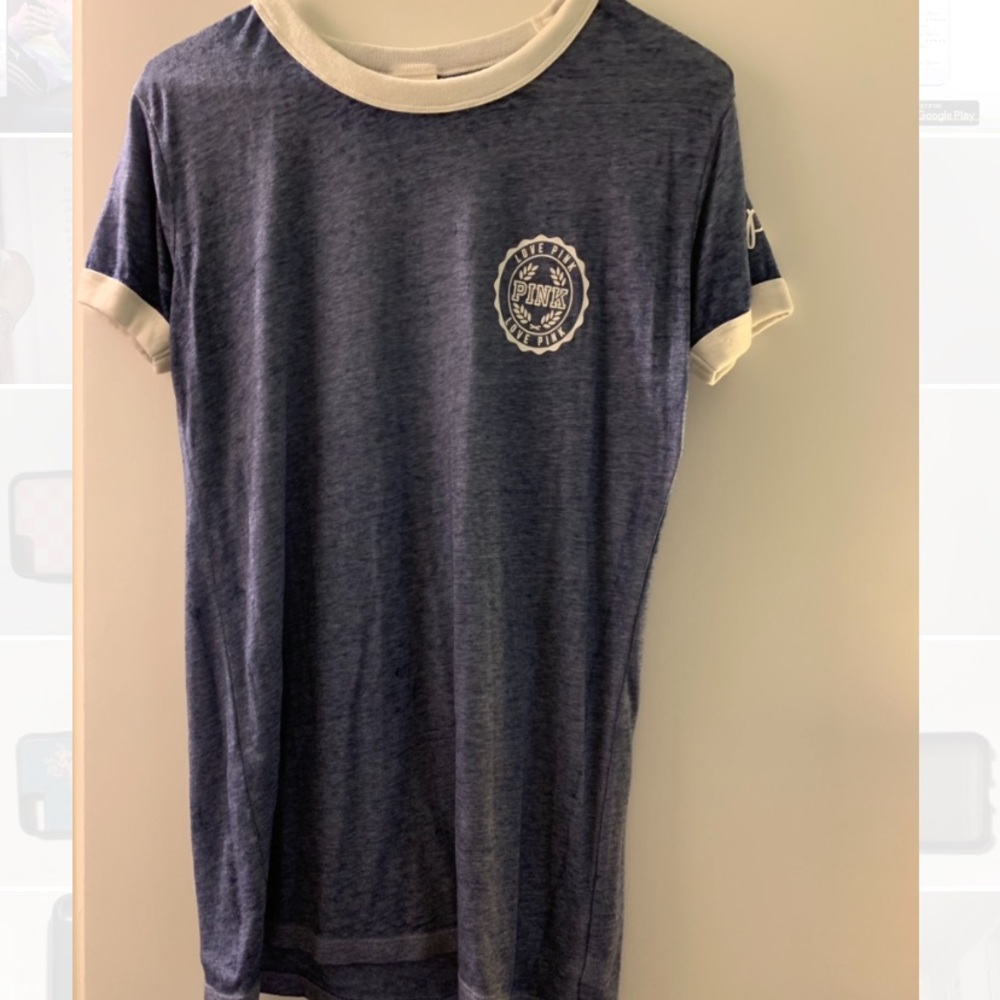 Pink victoria secret blue shirt